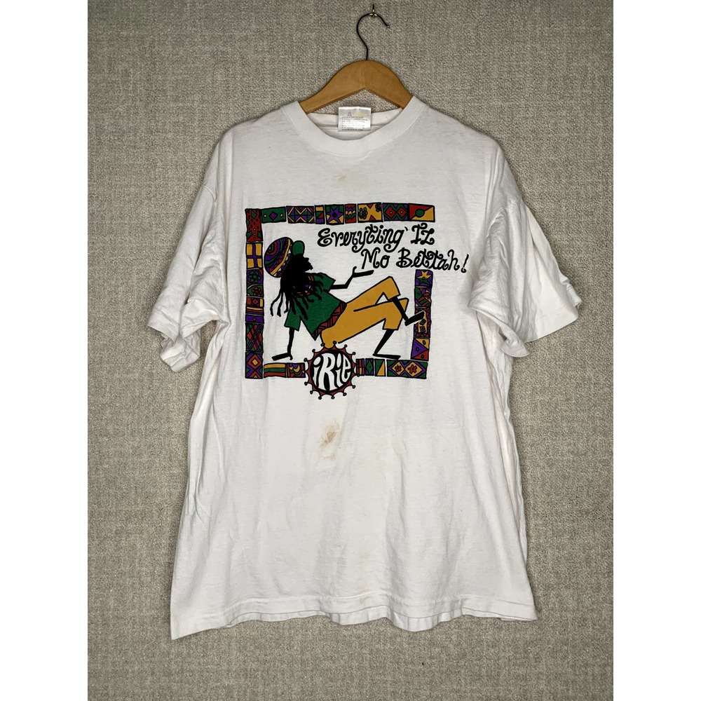 Irie‎ Shirt Barbaos White Mens Large Everything Mo Bettah Jamaican FYI Single